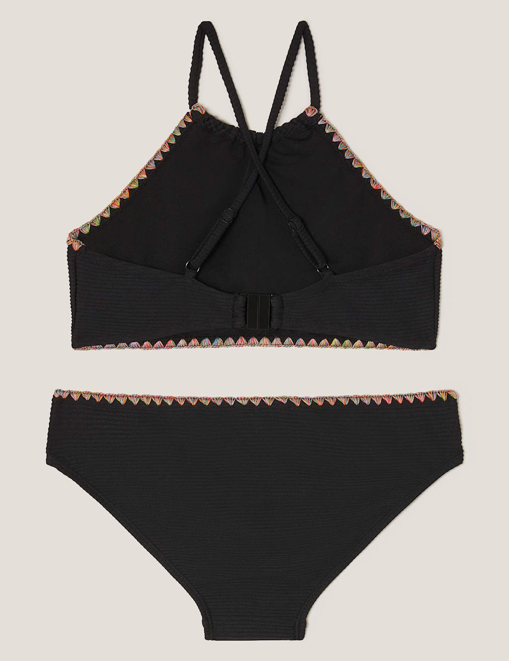Rainbow Trim Ribbed Halterneck Bikini (7-15 Yrs) 3 of 3