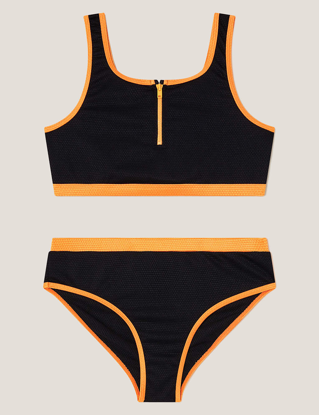 Sporty Contrast Trim Zip Front Bikini (7-15 Yrs) 2 of 3