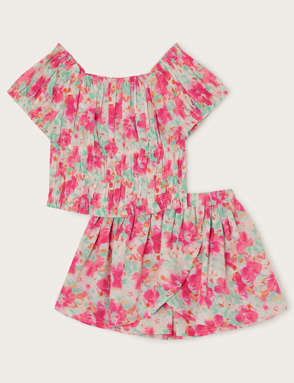 2pc Floral Shirred Top & Skort Set (3-15 Yrs) 1 of 3