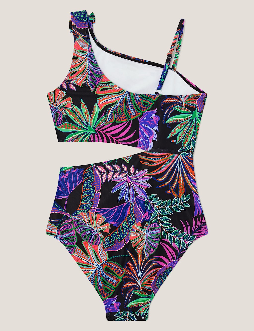Tropical Asymmetric Cutout Detail Swimsuit (7-15 Yrs) 3 of 3