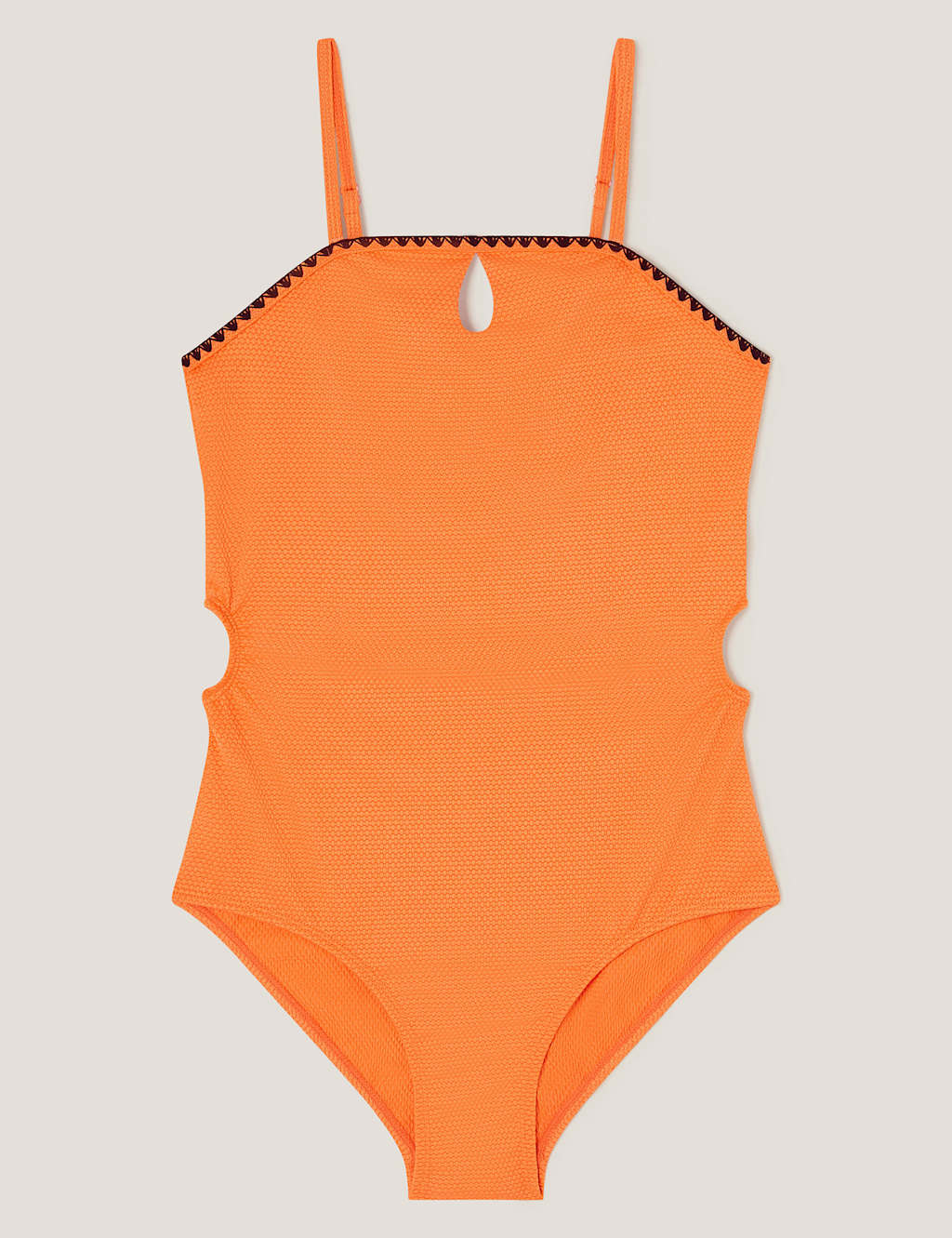 Textured Stitch Detail Cut Out Swimsuit (7-15 Yrs) 1 of 3