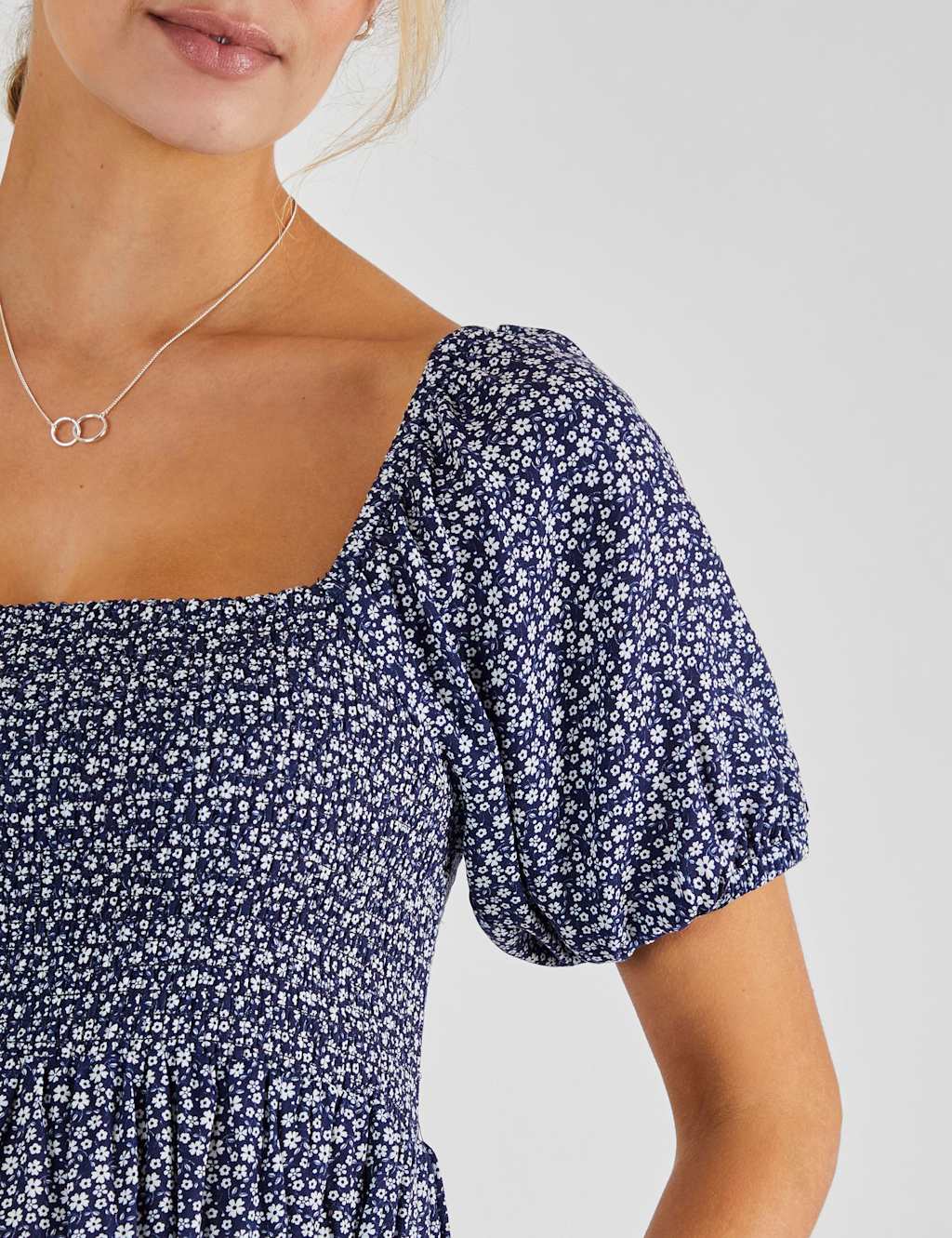 Maternity Ditsy Floral Midi Shirred Dress 3 of 4