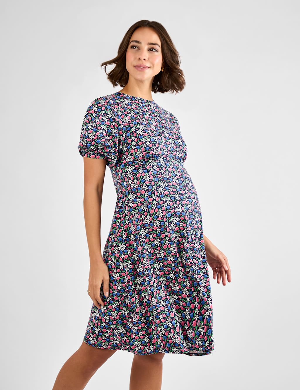 Maternity Floral Puff Sleeve Tea Dress 2 of 4