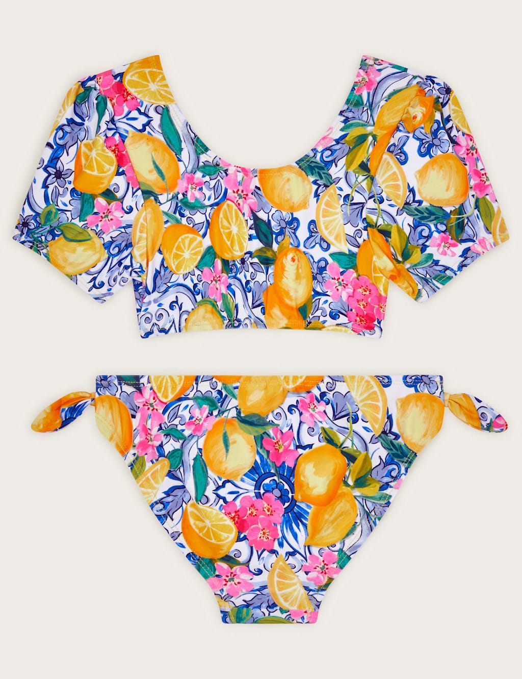 Lemon Print Short Sleeve Bikini Set (3-13 Yrs) 2 of 3