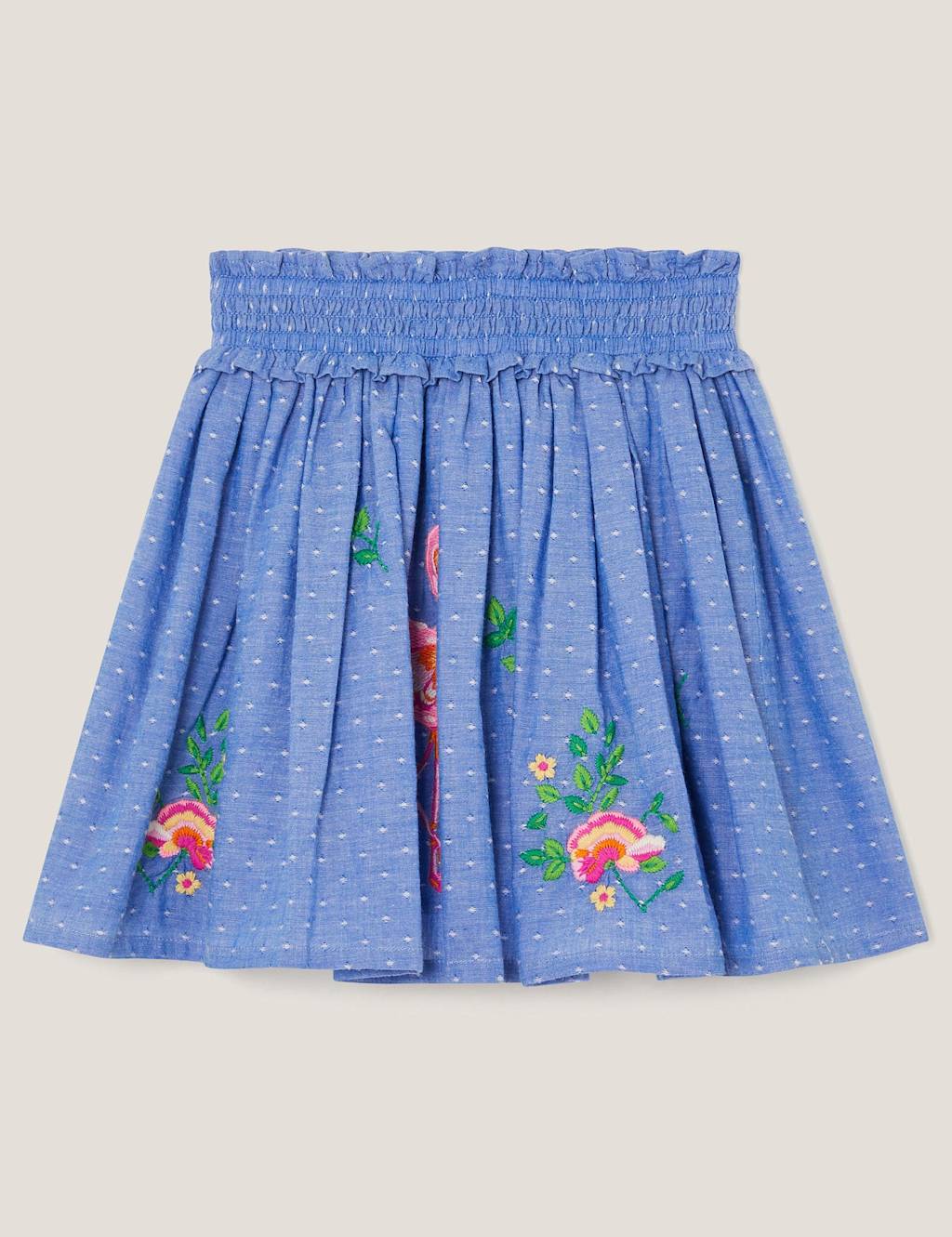 Chambray Flamingo Embroidered Skirt (3-13 Yrs) 2 of 3