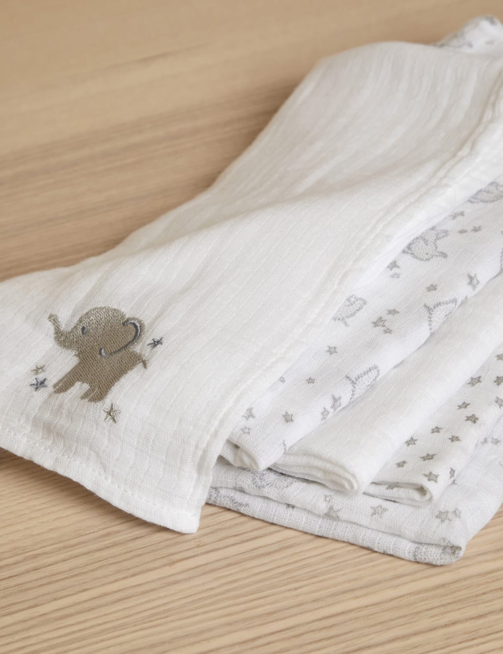 5pk Pure Cotton Elephant Muslin Squares 3 of 3