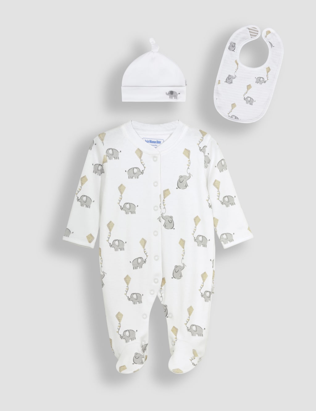 3pc Pure Cotton Sleepsuit, Hat & Bib Set (0-12 Mths) | JoJo Maman Bébé ...