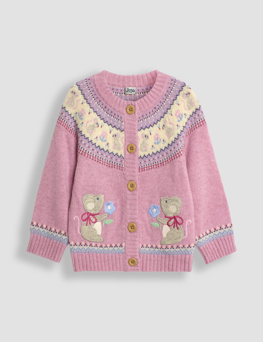 Fair Isle Mouse Knitted Cardigan with Wool 6 Mths 6 Yrs JoJo Maman Bebe M S
