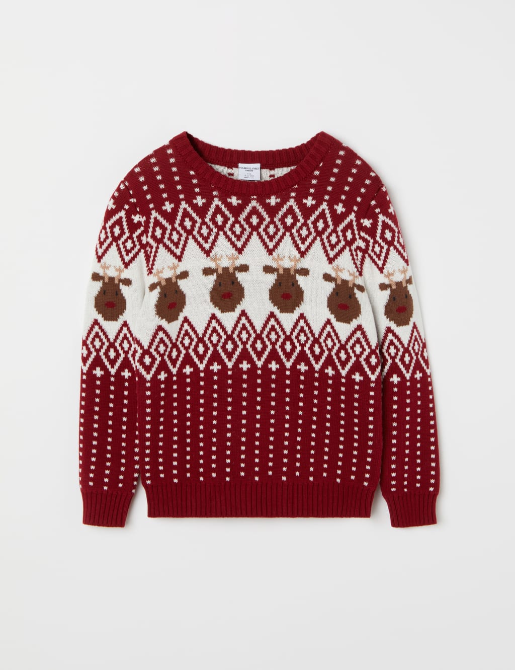 Pure Cotton Fair Isle Reindeer Jumper 1 10 Yrs