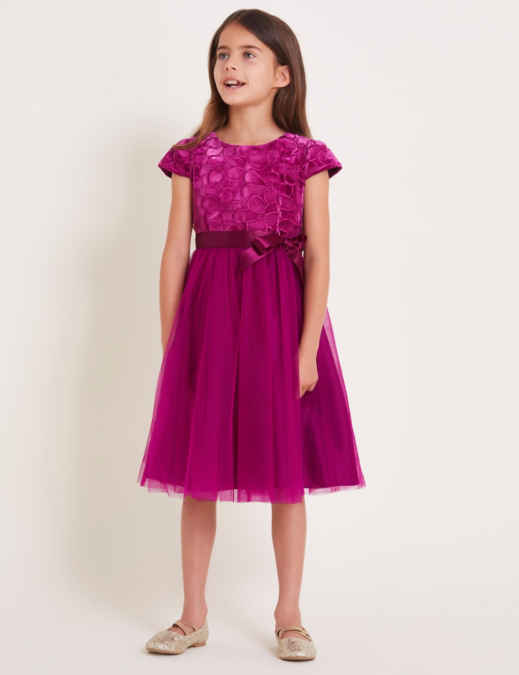 Velvet Embroidered Tulle Occasion Dress 3 13 Yrs