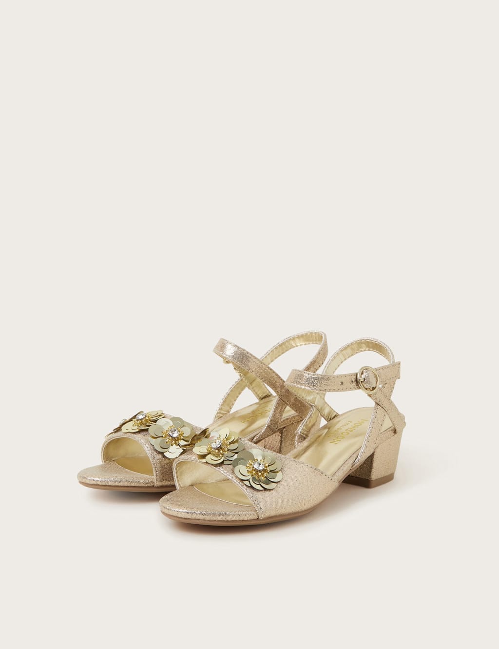 Kids' Metallic Sequin Floral Party Sandals (7 Small - 4 Large) 2 of 3