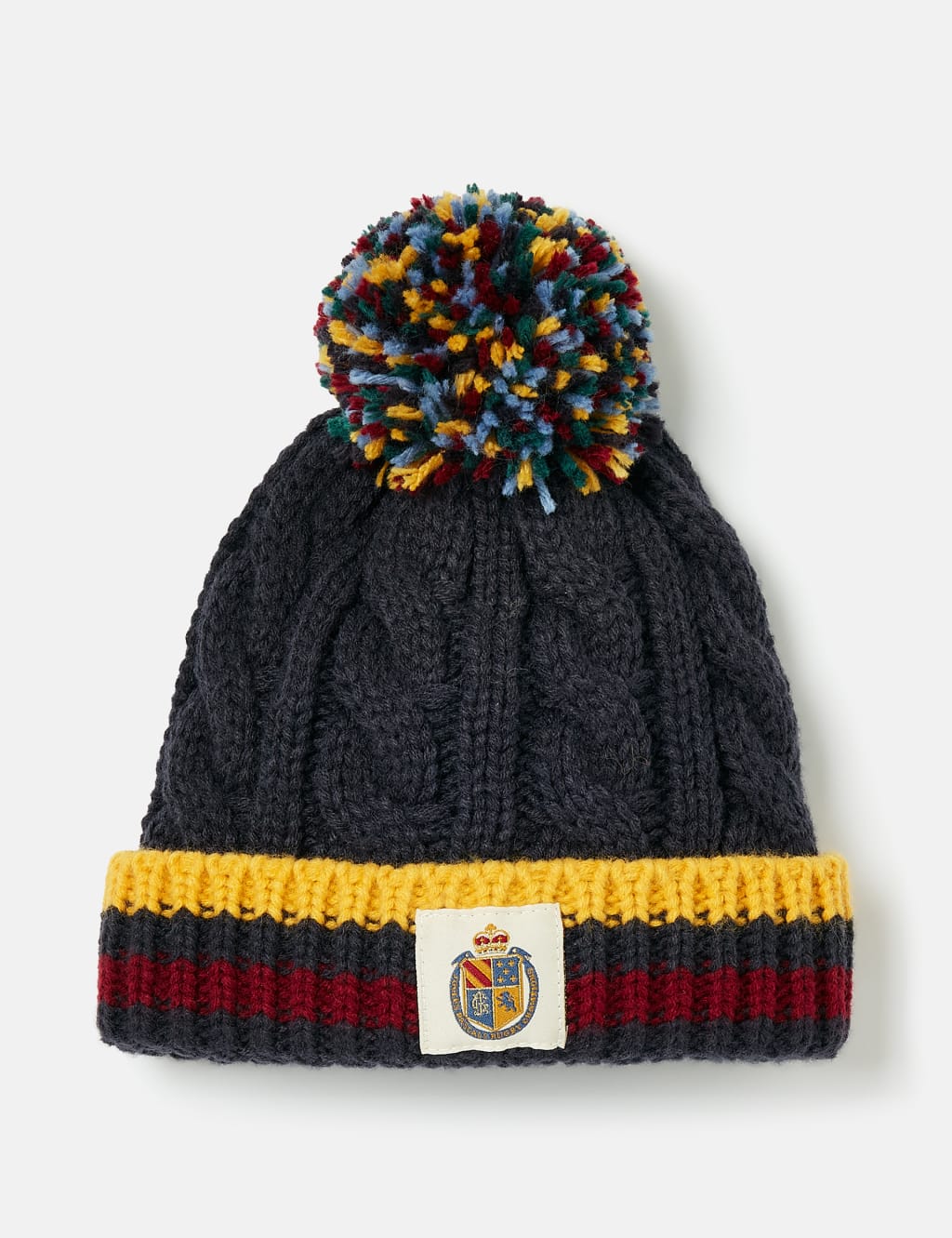 Kids Cable Knit Striped Bobble Hat 3 12 Yrs Joules M S