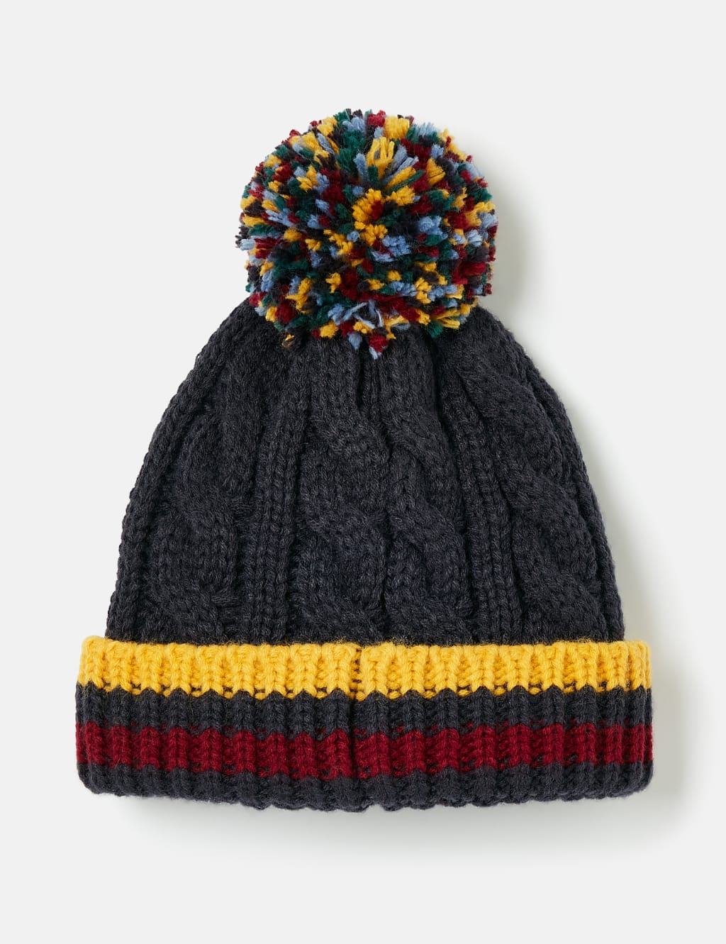 Kids Cable Knit Striped Bobble Hat 3 12 Yrs Joules M S