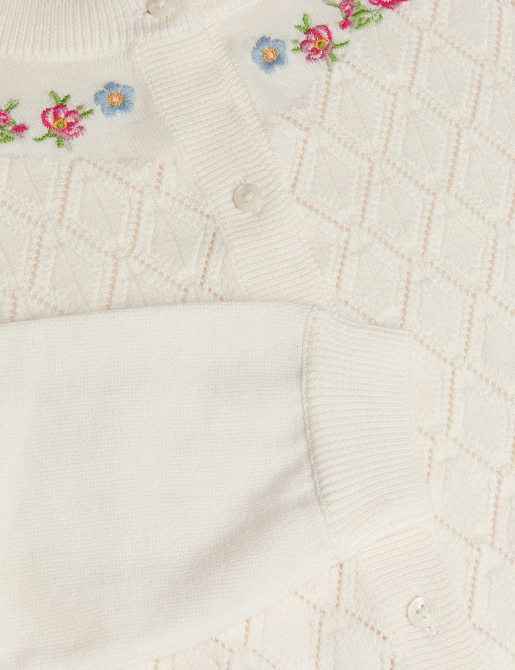 Pure Cotton Floral Embroidered Cardigan (3-15 Yrs) 4 of 4