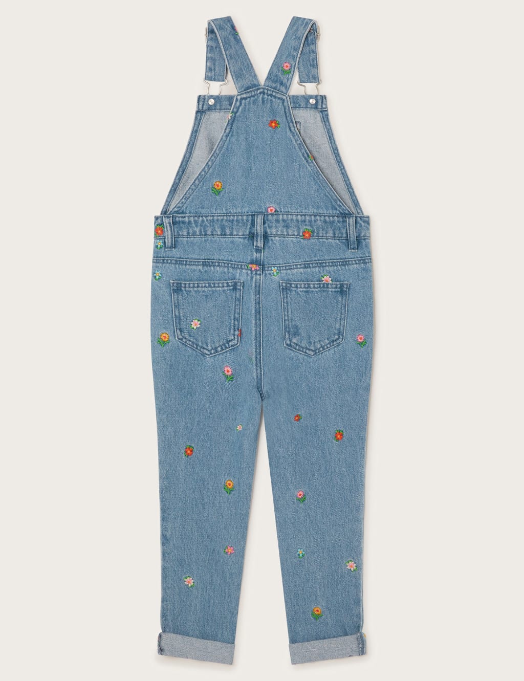 Denim Floral Dungarees (2-13 Yrs) 2 of 3
