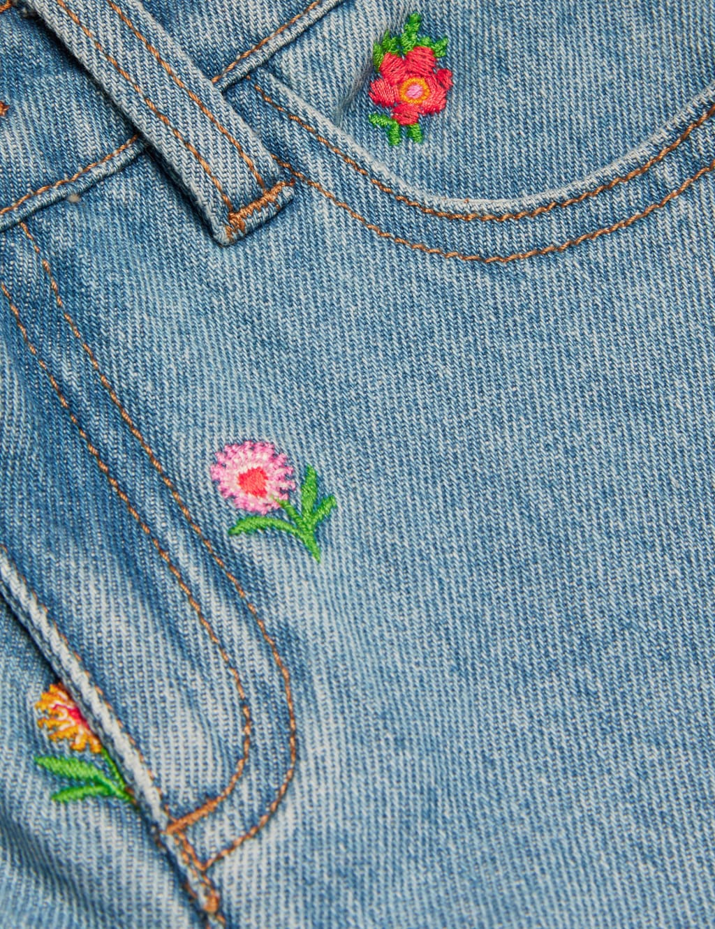 Regular Denim Floral Embroidered Jeans (3-13 Yrs) 2 of 3