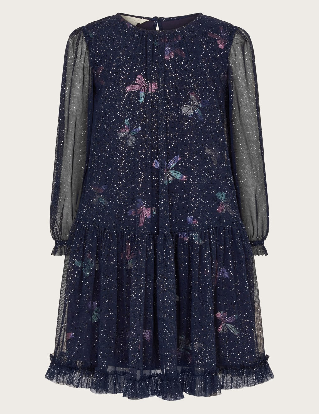 Mesh Bow Print Flare Dress (3-15 Yrs) 2 of 4