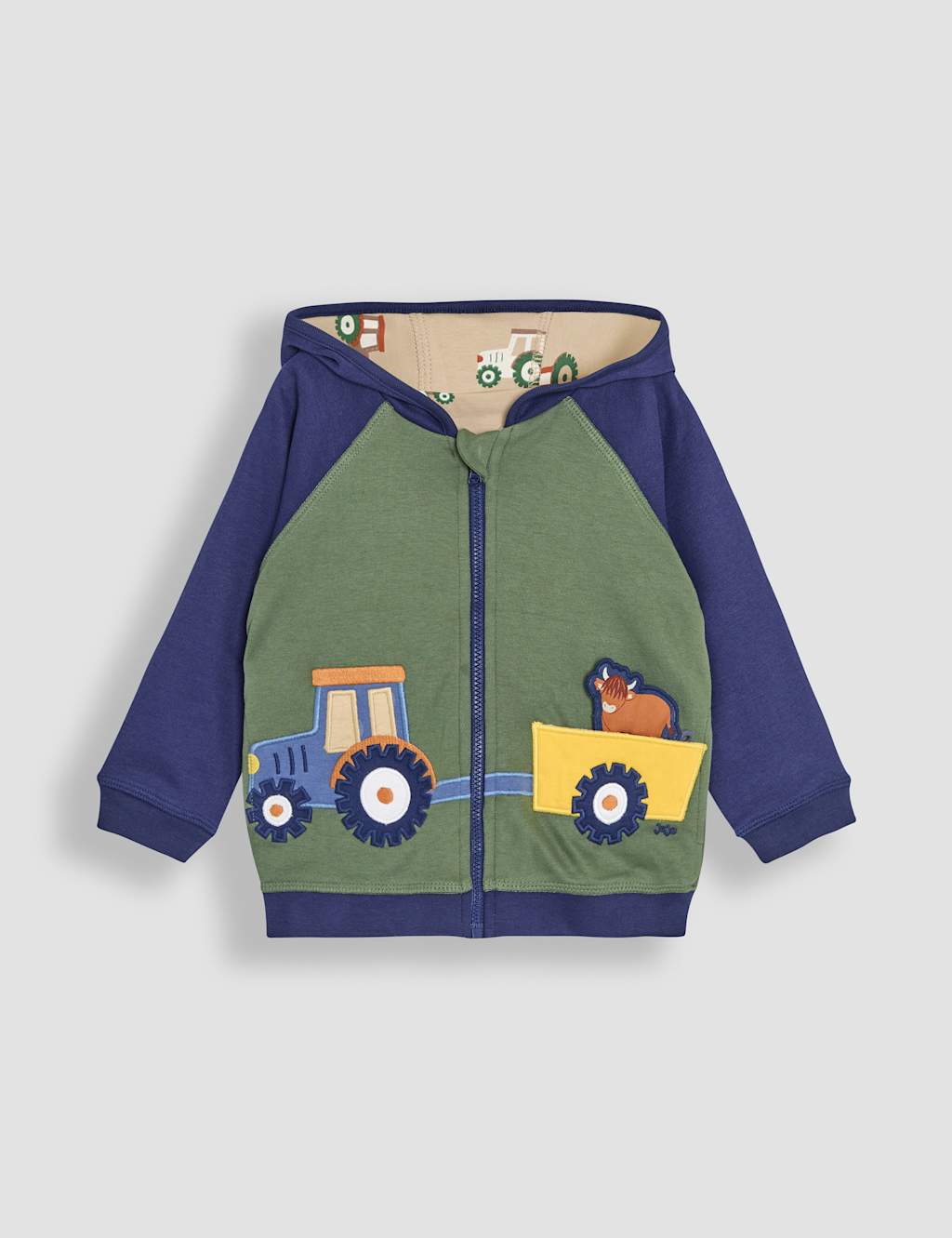 Pure Cotton Tractor Reversible Hoodie (6 Mths - 5 Yrs) 7 of 8