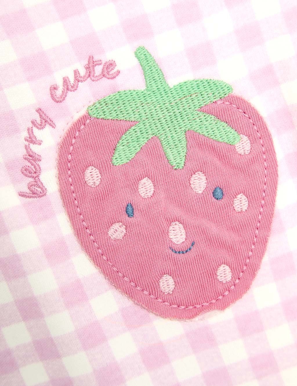 Pure Cotton Strawberry Zip Sleepsuit (0-12 Mths) 3 of 3