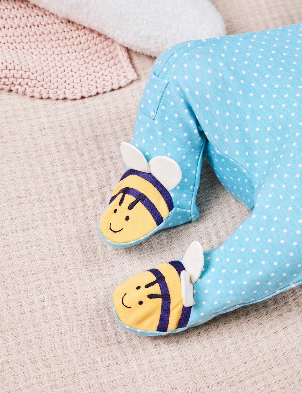 Pure Cotton Spot Bee Applique Zip Sleepsuit (0-12 Mths) 4 of 6