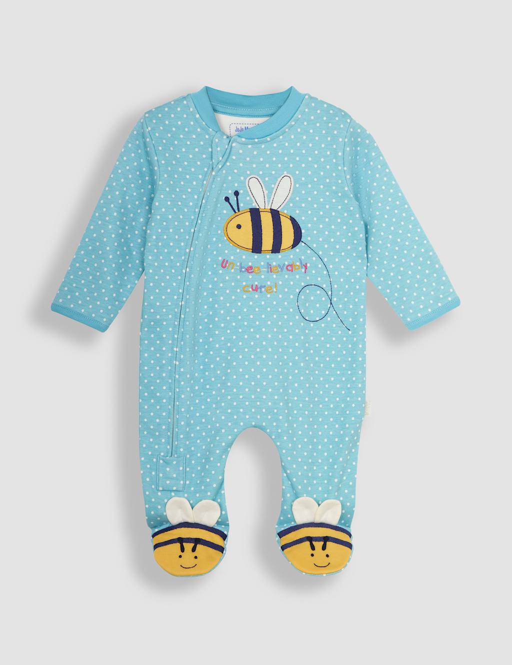 Pure Cotton Spot Bee Applique Zip Sleepsuit (0-12 Mths) 5 of 6