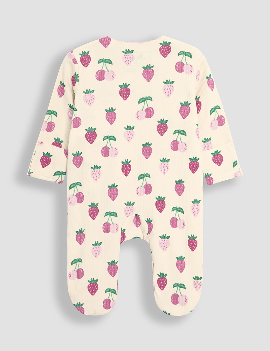 Pure Cotton Ribbed Fruit Sleepsuit (0-12 Mths) 2 of 3