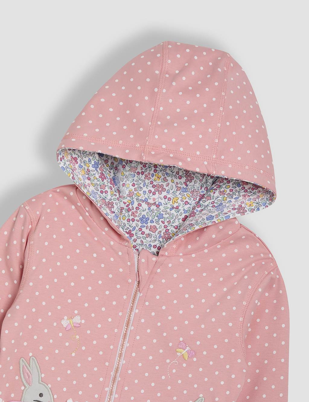 Pure Cotton Floral & Bunny Reversible Hoodie (6 Mths-5 Yrs) 3 of 7