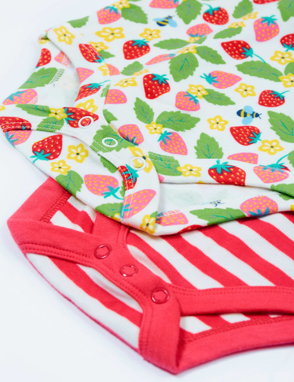 2pk Pure Cotton Striped & Berry Bodysuits (0-18 Mths) 2 of 4