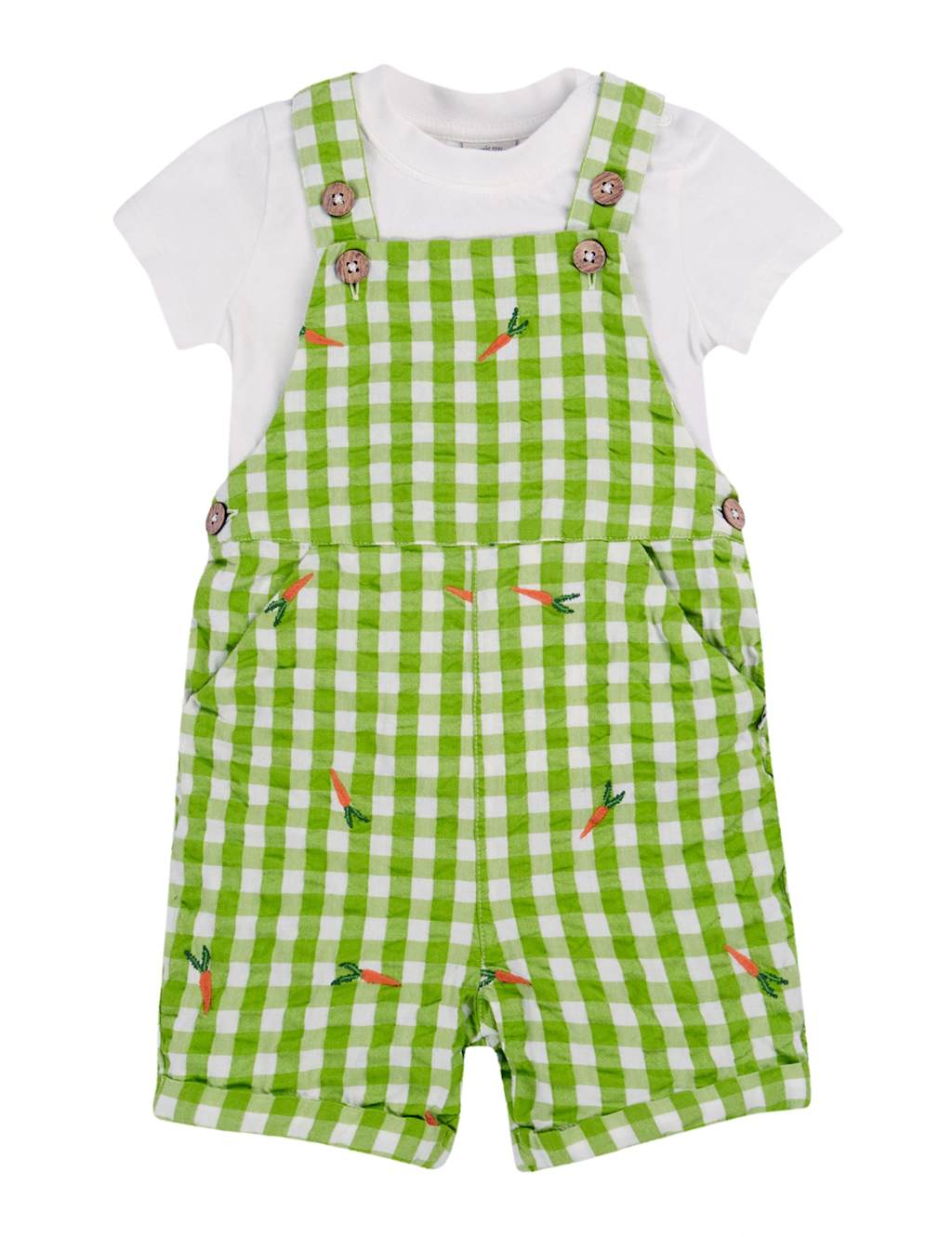 2pc Pure Cotton Gingham Dungaree Outfit (0-3 Yrs) 2 of 5