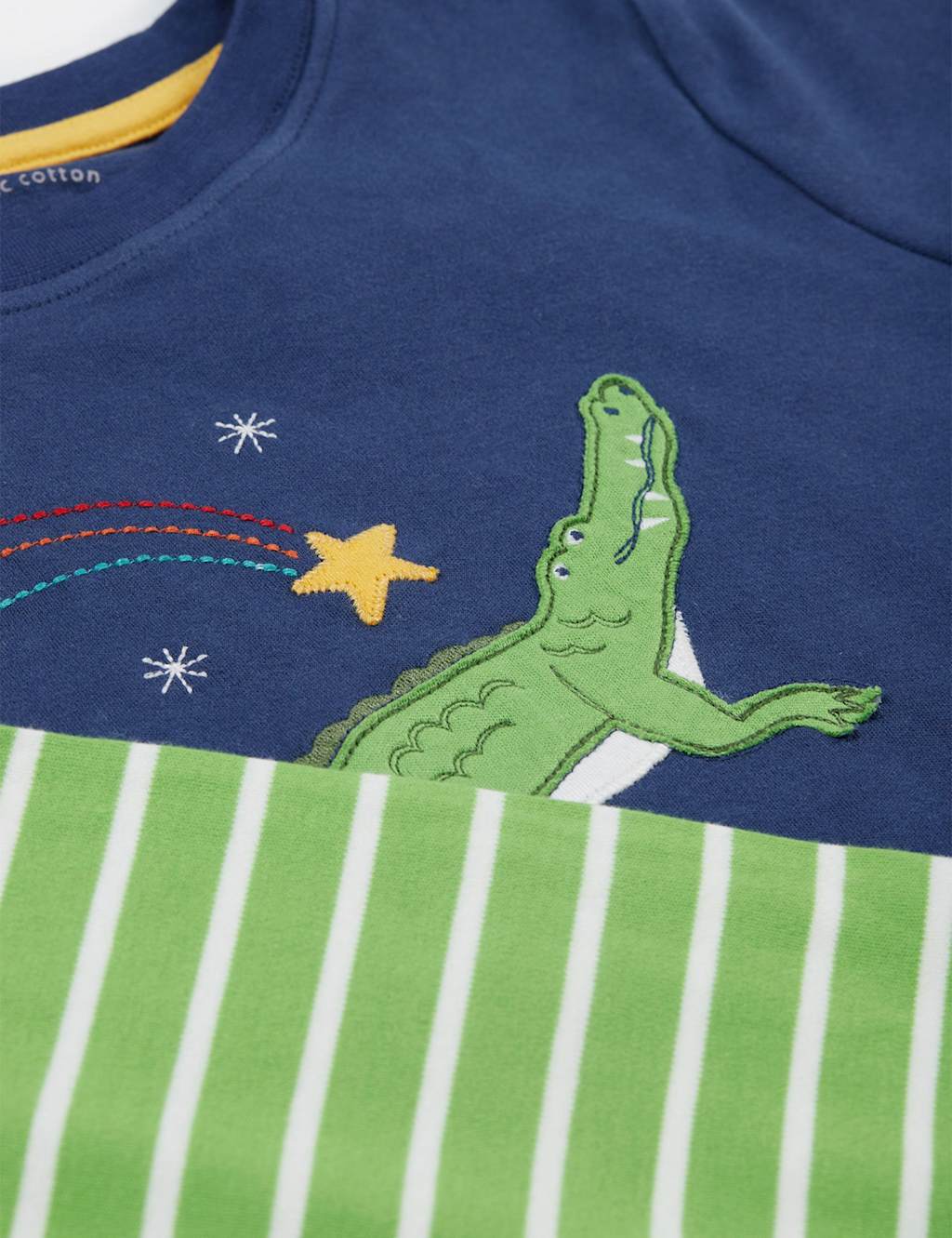 Pure Cotton Crocodile Appliqué Pyjamas (2-10 Yrs) 2 of 4