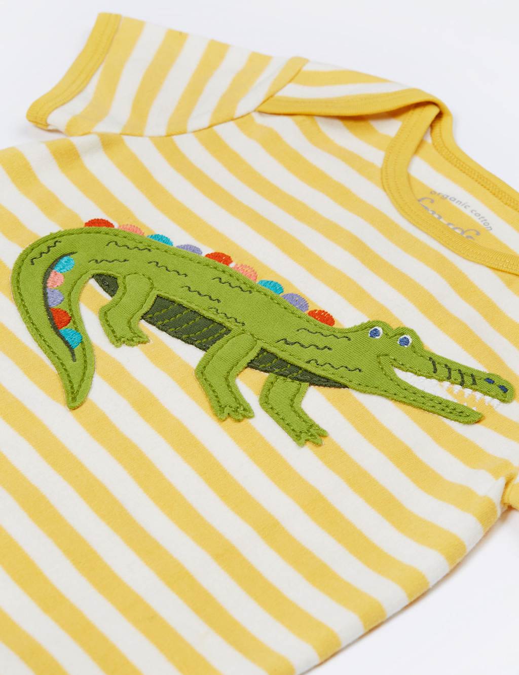 Pure Cotton Striped Crocodile Romper (0-24 Mths) 2 of 4