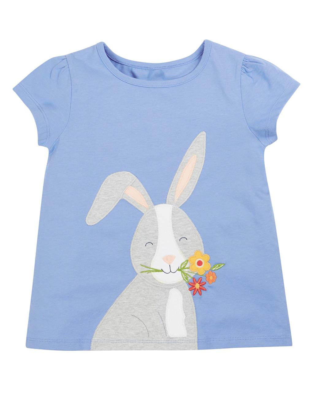 Pure Cotton Bunny Applique T-Shirt (2-10 Yrs) 1 of 4