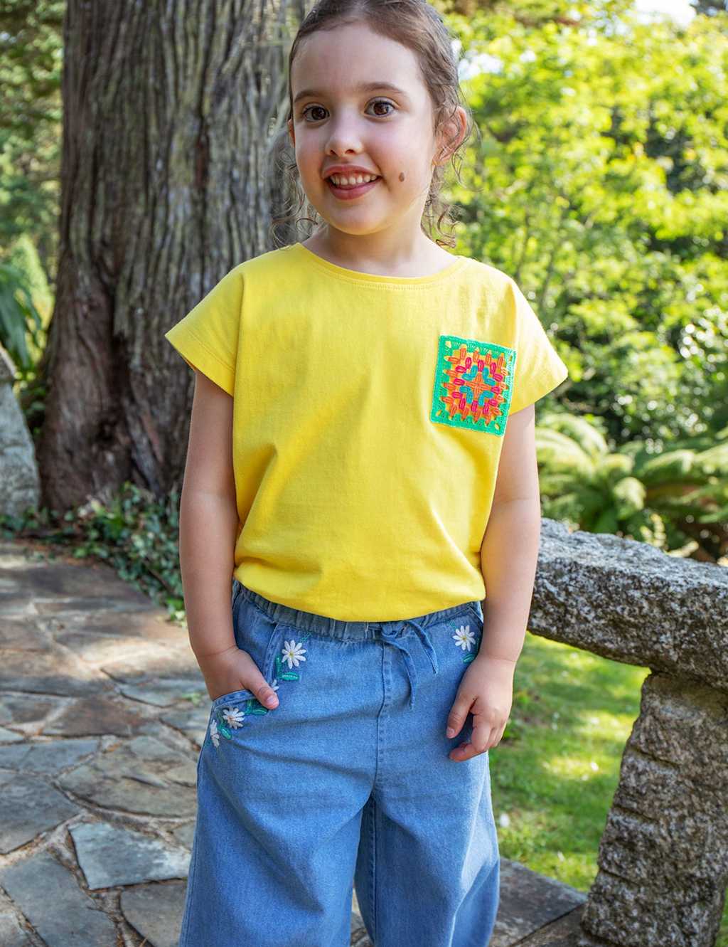 Denim Floral Embroidered Culottes (2-10 Yrs) 2 of 5