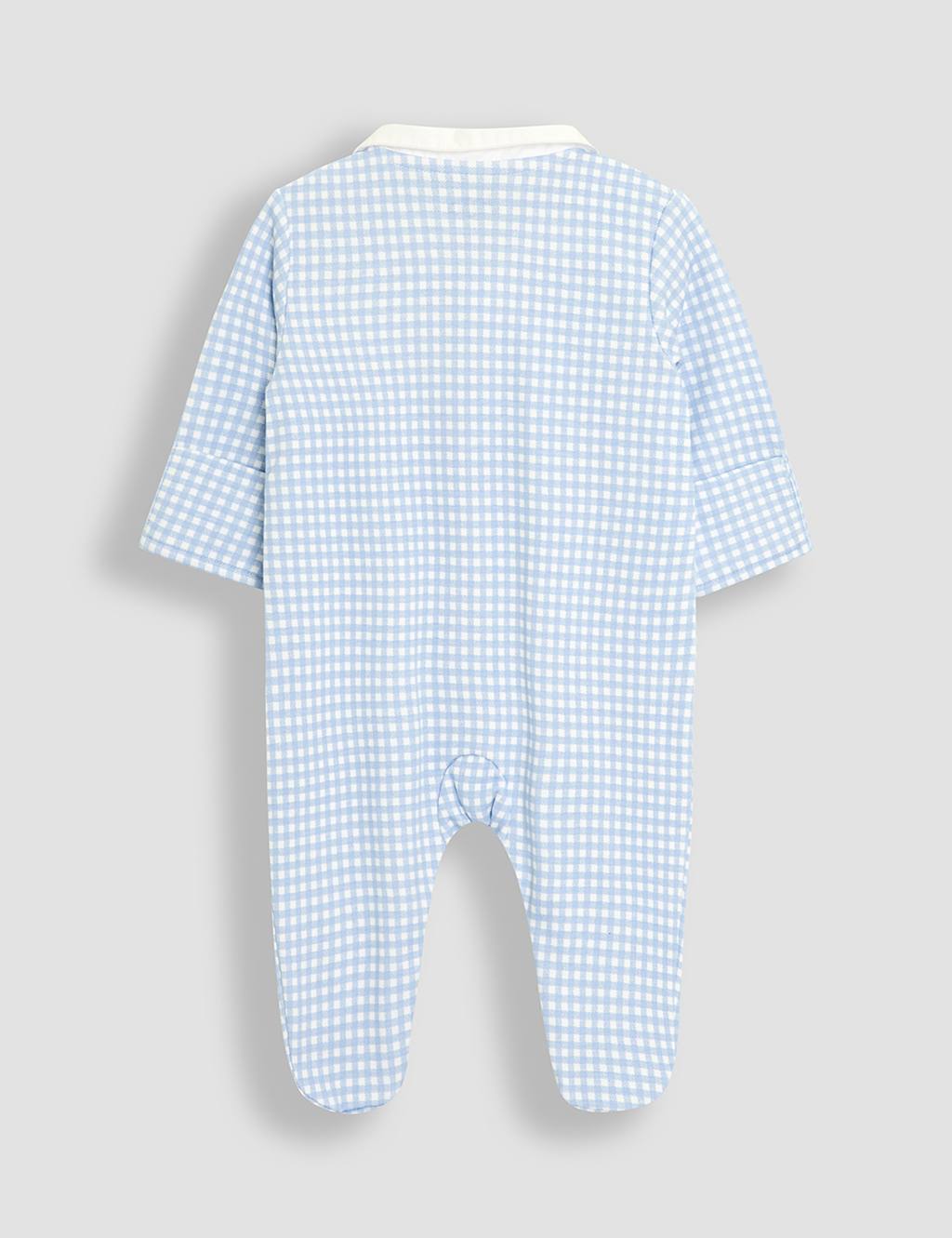 Pure Cotton Gingham Boat Sleepsuit (0-12 Mths) 2 of 3