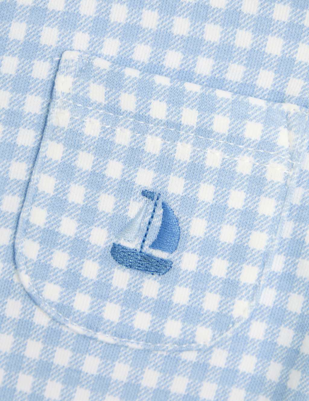 Pure Cotton Gingham Boat Sleepsuit (0-12 Mths) 3 of 3