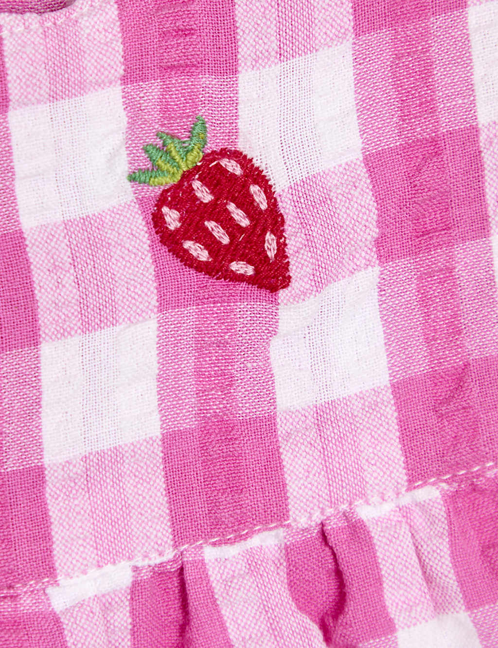 Pure Cotton Strawberry Gingham Romper (0-24 Mths) 3 of 3
