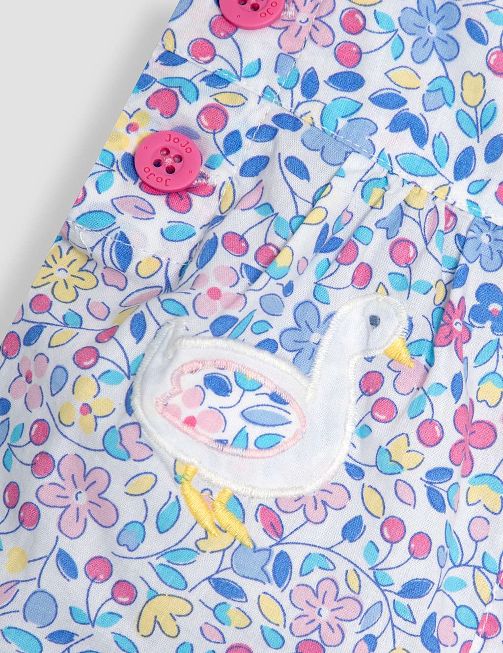 Pure Cotton Floral Duckling Dungarees (0-24 Mths) 2 of 3
