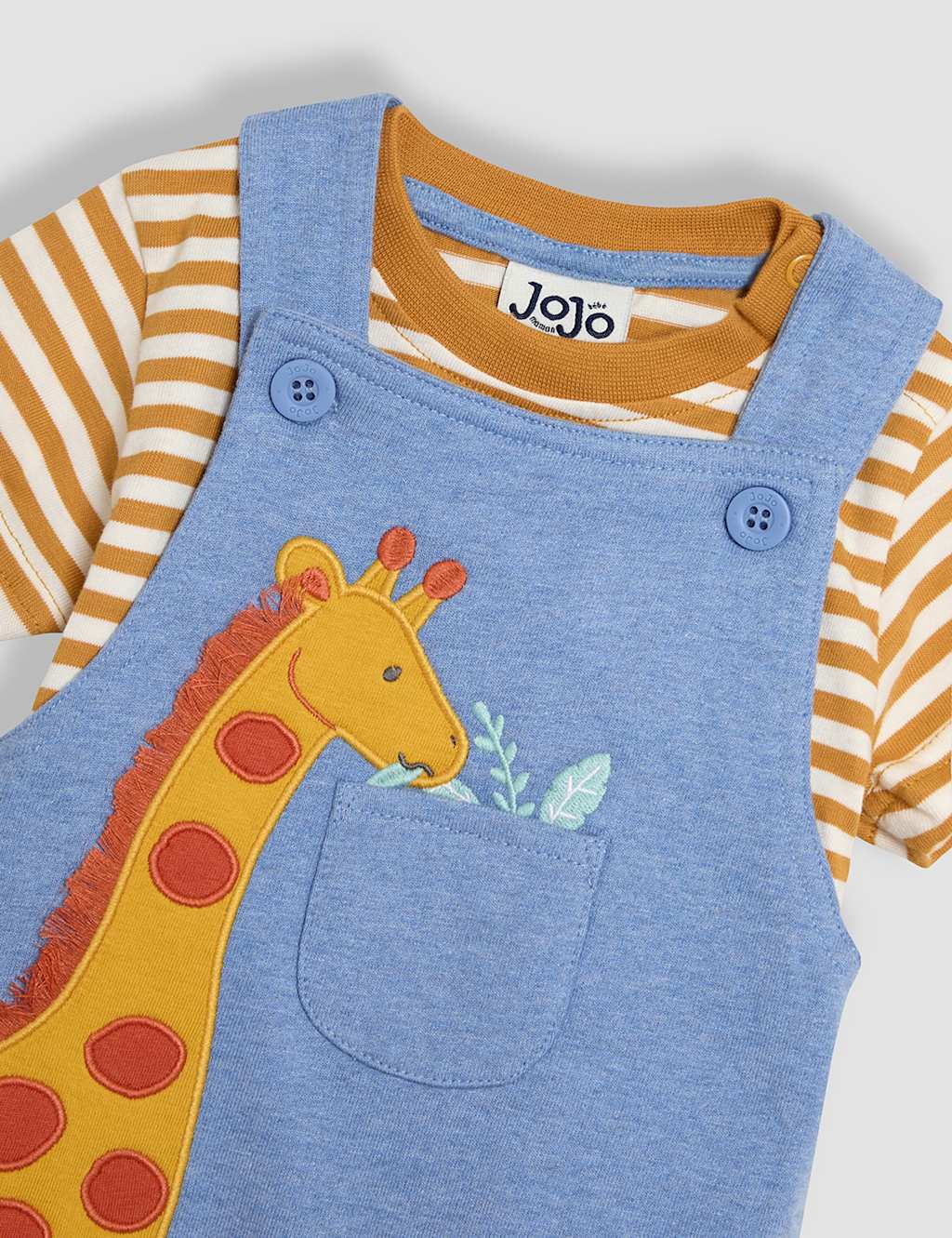 2pc Pure Cotton Giraffe Dungarees Outfit (0-24 Mths) 3 of 7