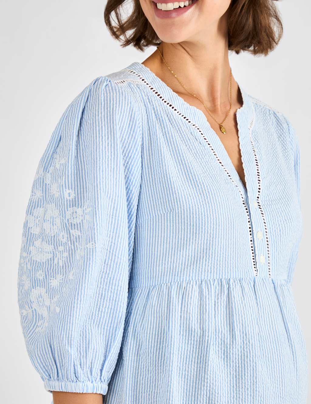 Maternity Pure Cotton Embroidered Blouse 3 of 4