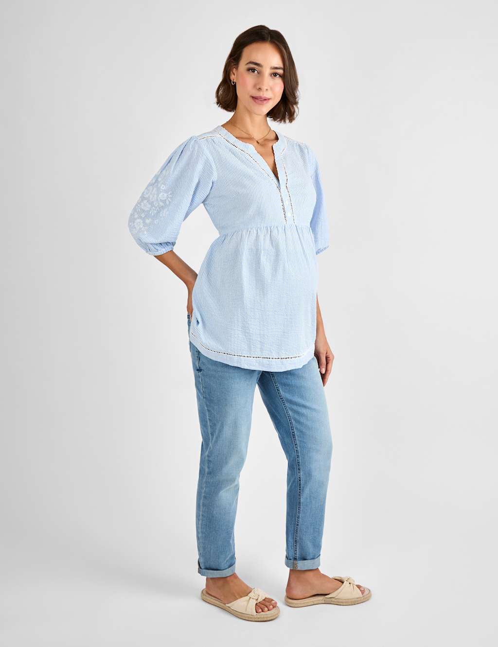 Maternity Pure Cotton Embroidered Blouse 4 of 4