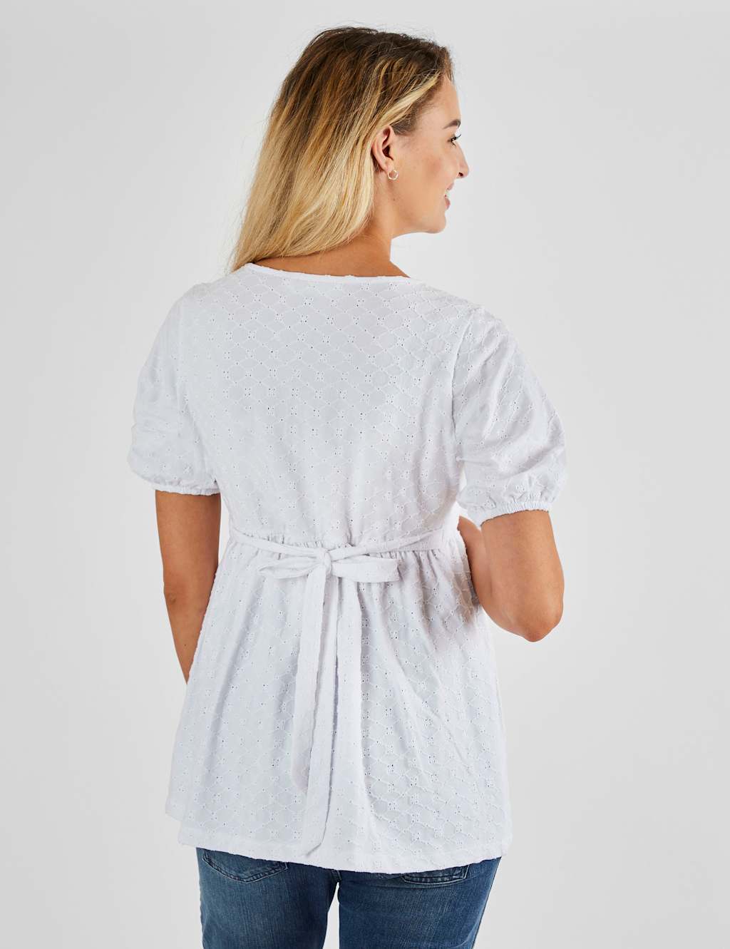 Cotton Rich Broderie V-Neck Maternity Top 2 of 4