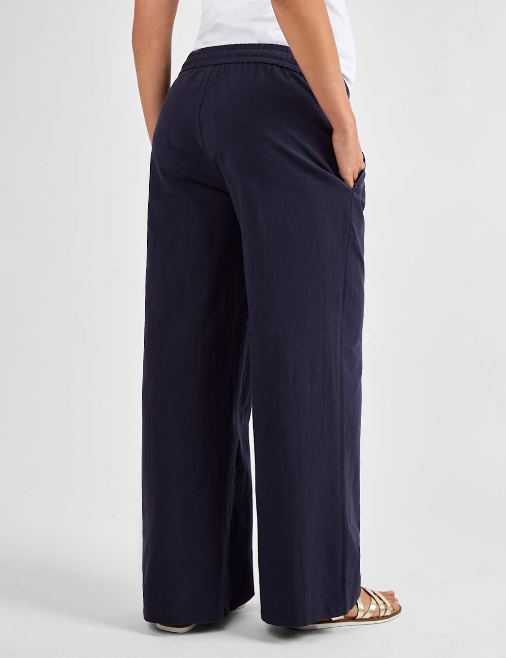 Maternity Wide Leg Trousers with Linen 3 of 4