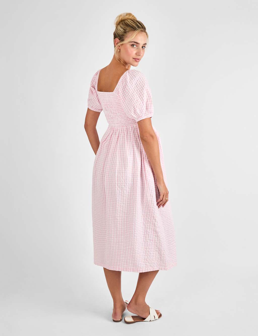 Maternity Pure Cotton Gingham Midi Smock Dress 4 of 4