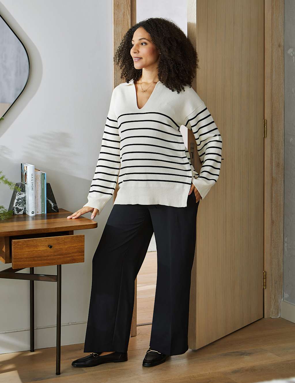 Striped V-Neck Maternity & Nursing Jumper 5 of 5