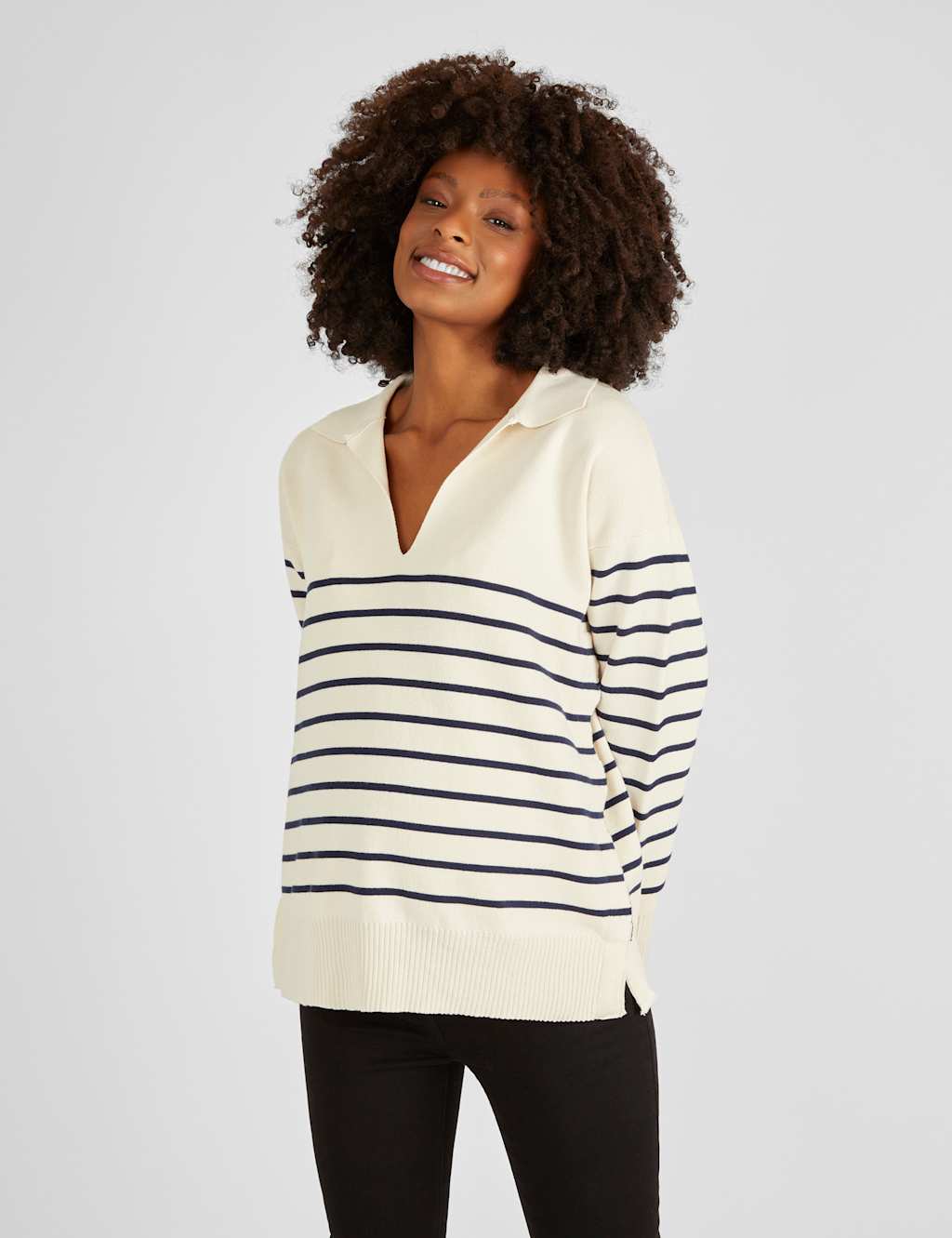 Striped V-Neck Maternity & Nursing Jumper 2 of 5