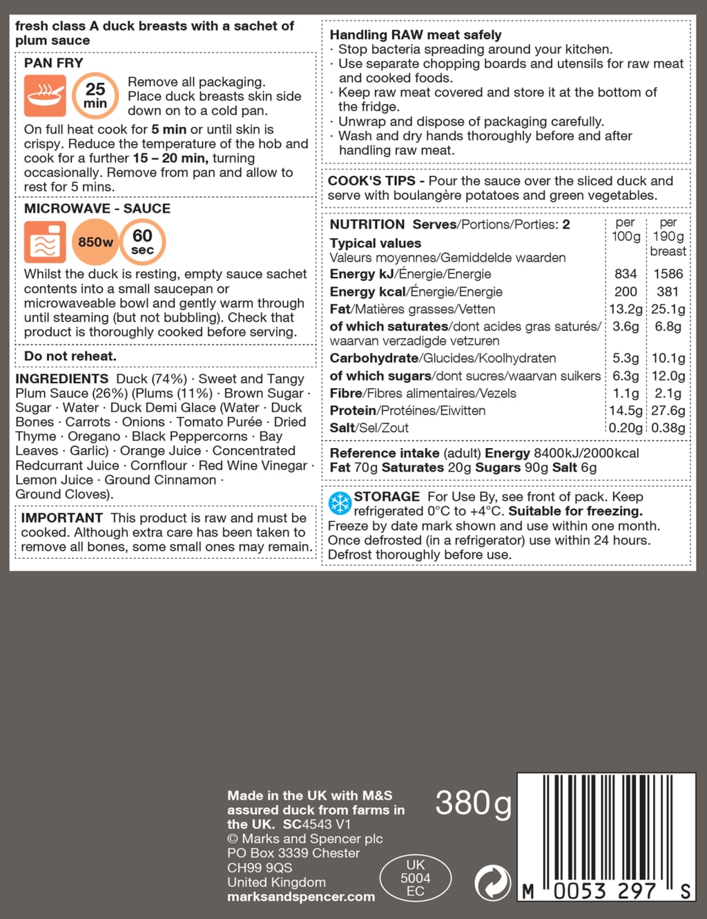 British Duck Breasts with Plum Sauce (4 Pieces) - (Last Collection Date 30th September 2020) 2 of 3