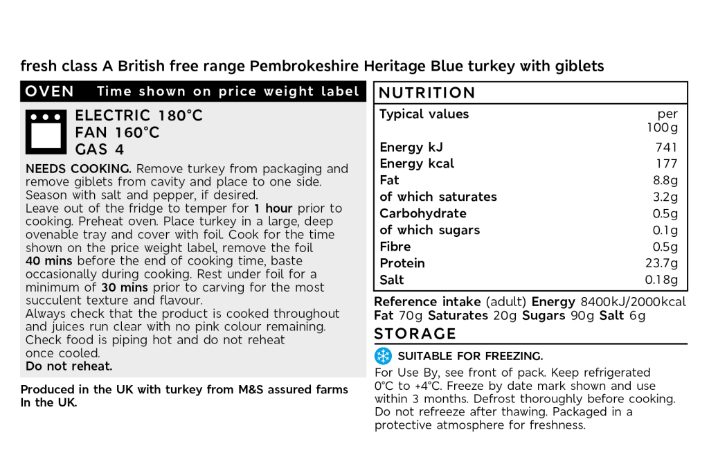 Collection Free-Range Pembrokeshire Heritage Blue Turkey with Giblets (Serves 6-10) 2 of 2