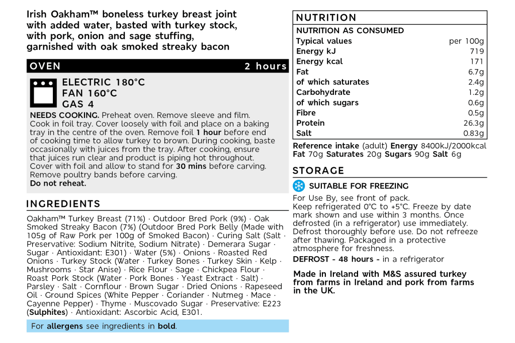 Irish Oakham™ Stuffed Turkey Breast Joint (Serves 8) 2 of 2