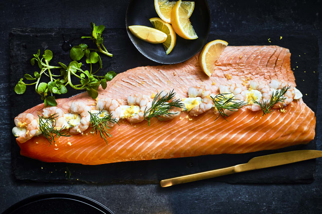 Collection Dressed Poached Salmon Side (Serves 6) 1 of 2