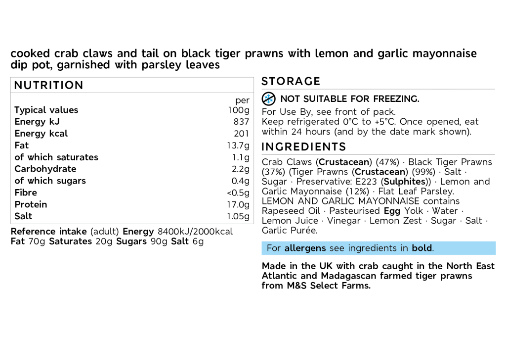 Collection British Crab Claws & Madagascan Black Tiger Prawns (Serves 4-6) 2 of 2
